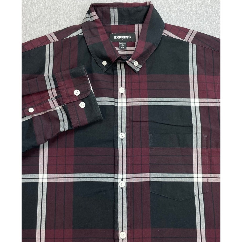 Express Shirt Mens Medium (15-15.5) Plaid 100% Cotton Button Down
